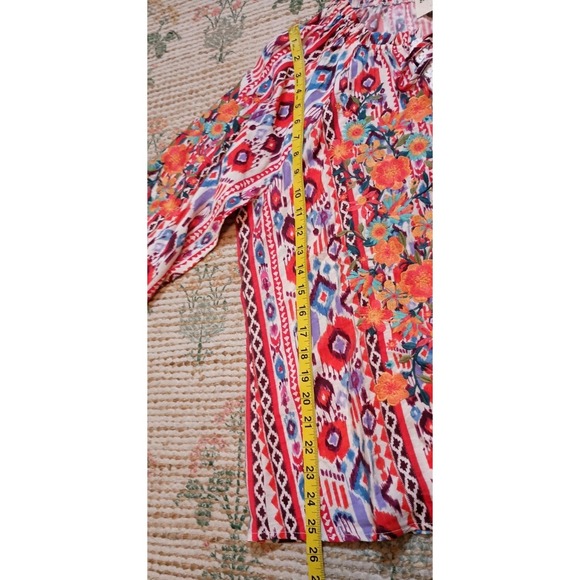Savanna Jane Boho Embroidered Peasant Blouse L Floral Lace Balloon Sleeve NWOT - Picture 8 of 9